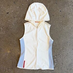 prada 2000s white hooded vest